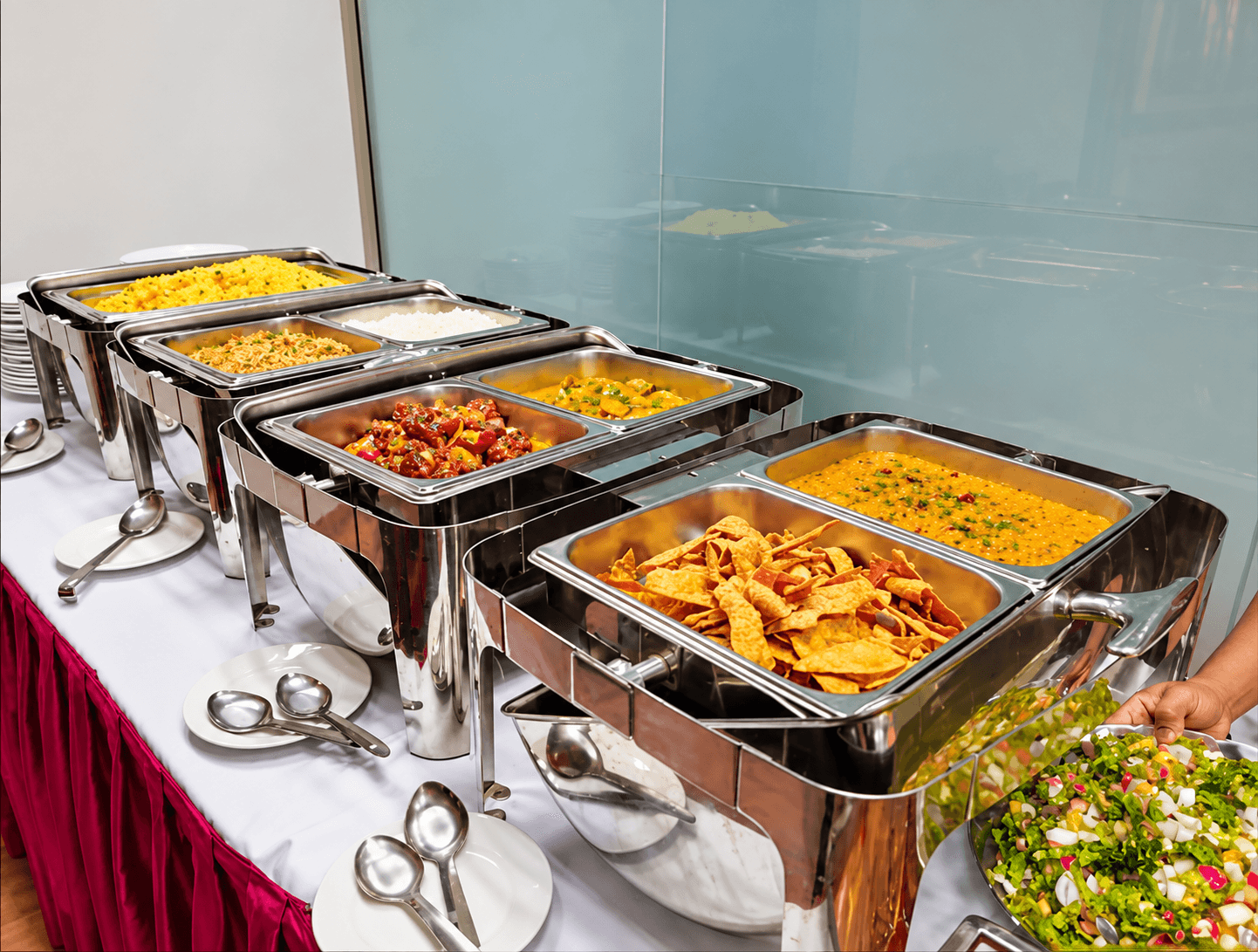 Aradana buffet spread with Sri Lankan dishes